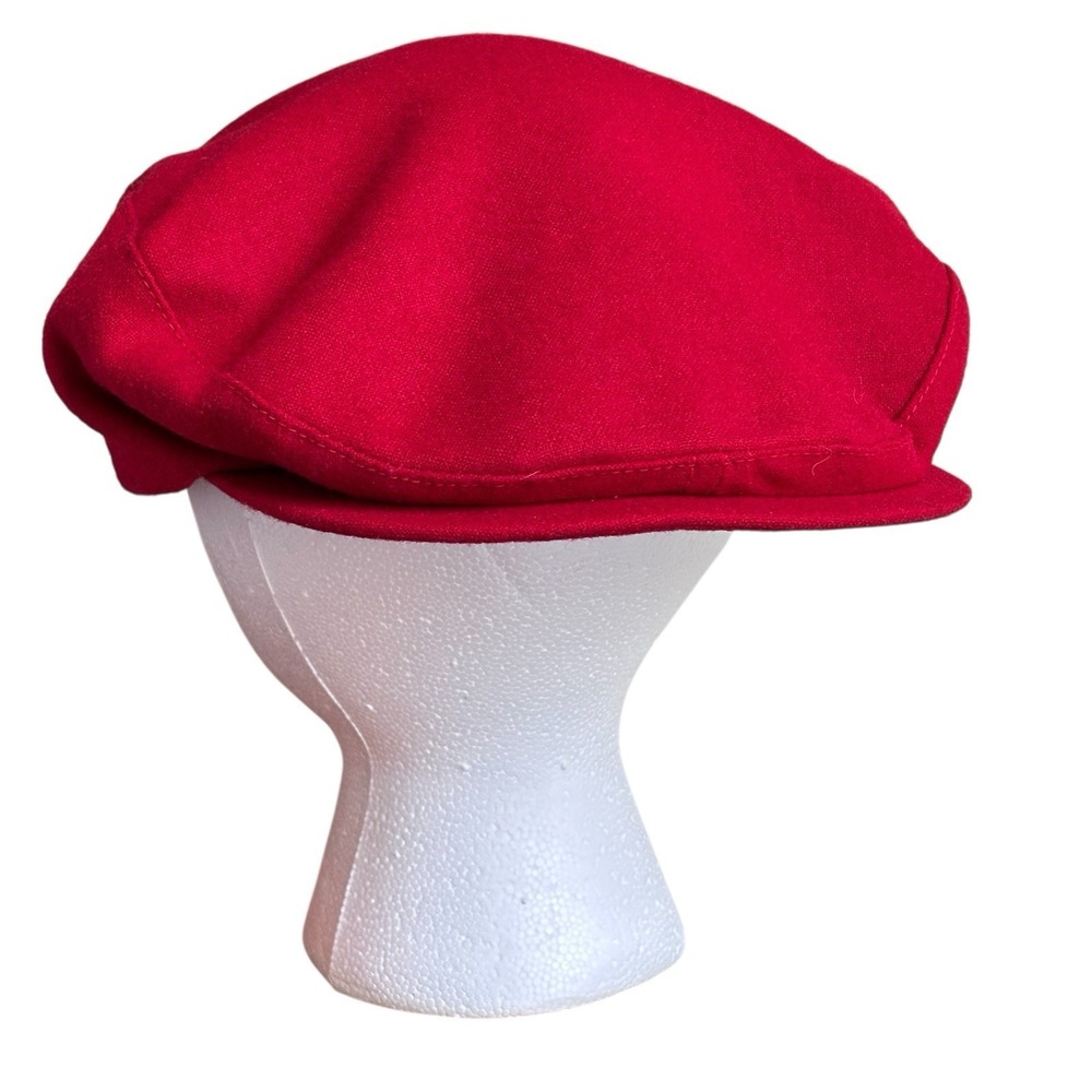 Vintage Pendleton Red Wool Newsboy Cabbie Cap Hat Sz Large USA